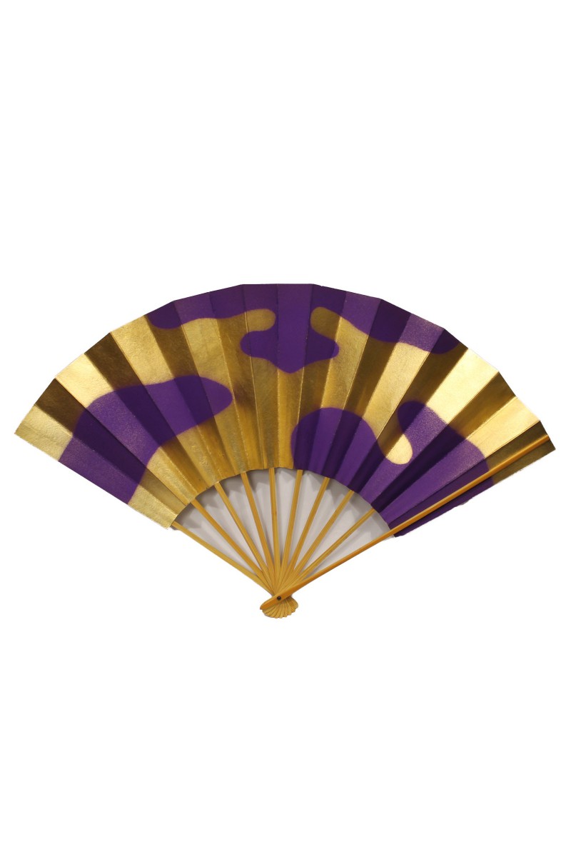 Vintage handcrafted fan Gold / Purple 32cm
