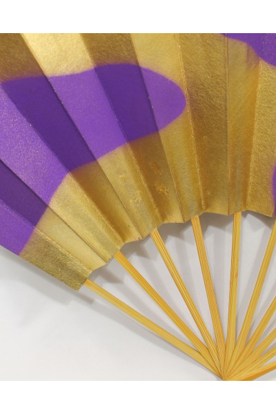 Ancient handcrafted fan Gold / Purple 32cm