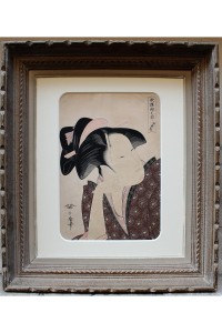 Utamaro : Amour Réfléchissant , estampe japonais Edo