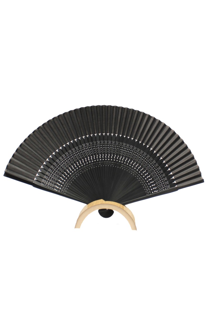 Black silk fan