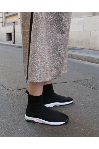 black Knit streetwear Tabi shoes
