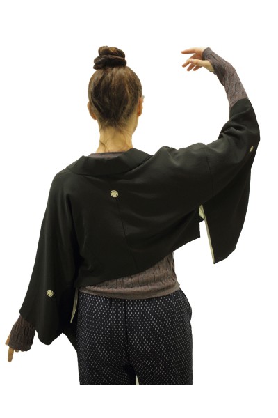 Silk Bolero Kimono Black