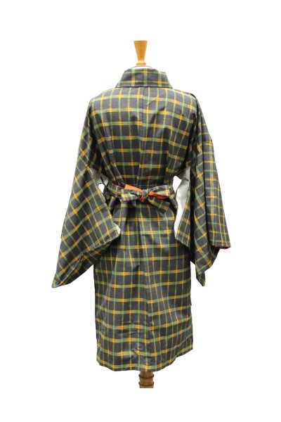 Veste Kimono Longue à Carreaux