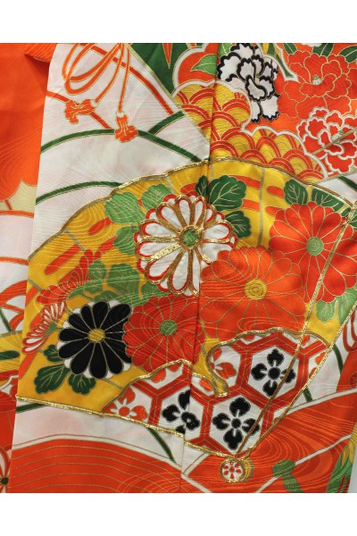 Kimono de jeune fille éventails fleuris
