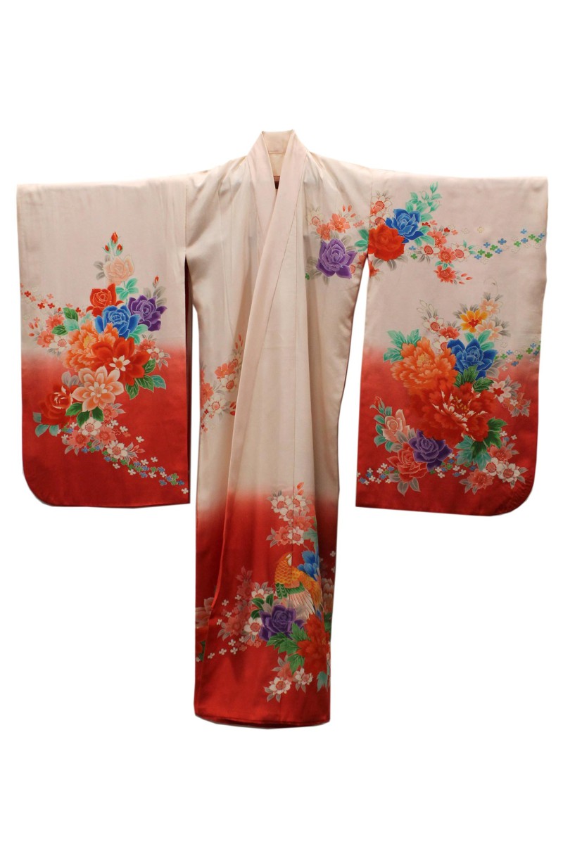 hildren's Ceremony Kimono - Pheasant & flowers
