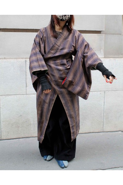 Customized Striped Kimono Coat
