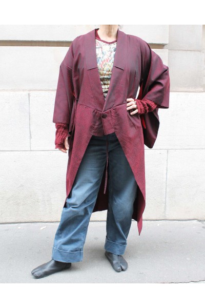 Manteau Kimono Customisé Rouge&Noir