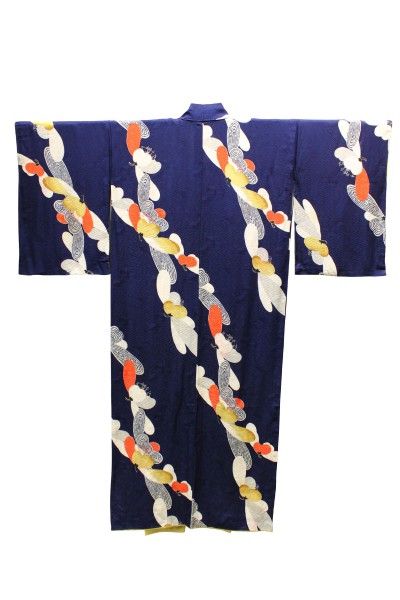 Kimono Ancien luxe en soie Blue foncé