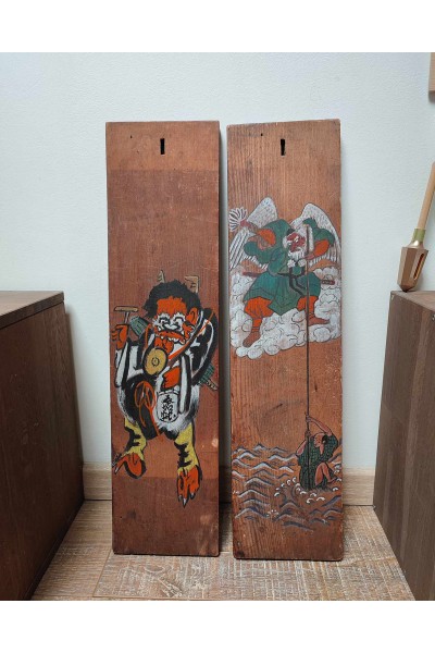 Pancartes Japonaises anciennes en bois - Yoshiwara