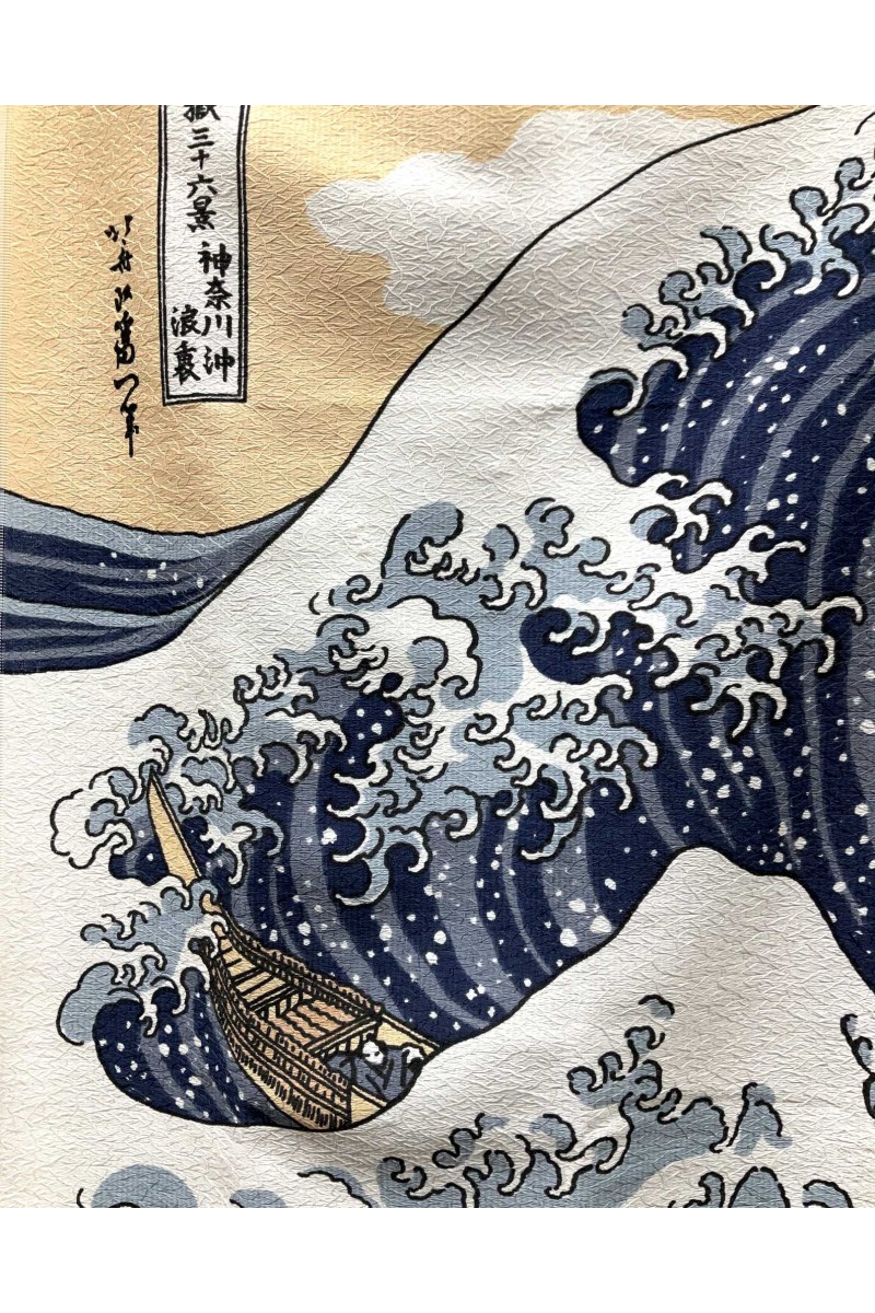 Short Noren curtain, Hokusai Wave