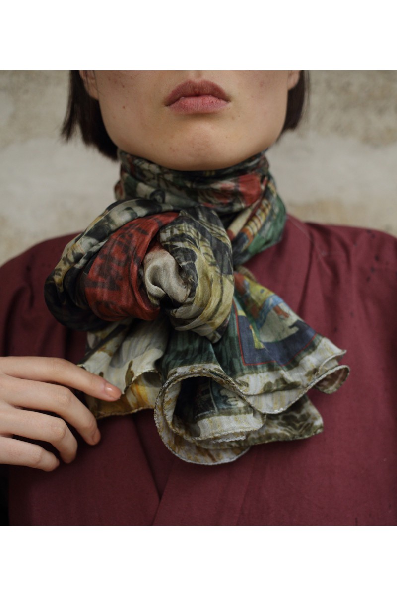 100% silk scarf "Geisha"