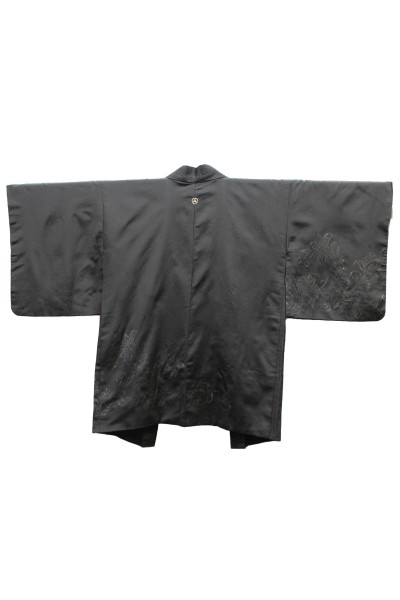 Haori black woven silver pattern