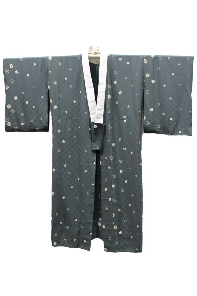 Kimono vert de gris "Aubergine"