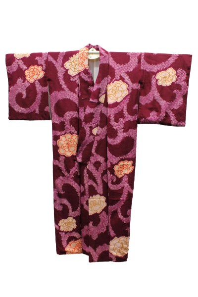 Kimono Shibori lie de vin