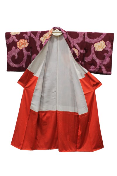 Kimono Shibori lie de vin