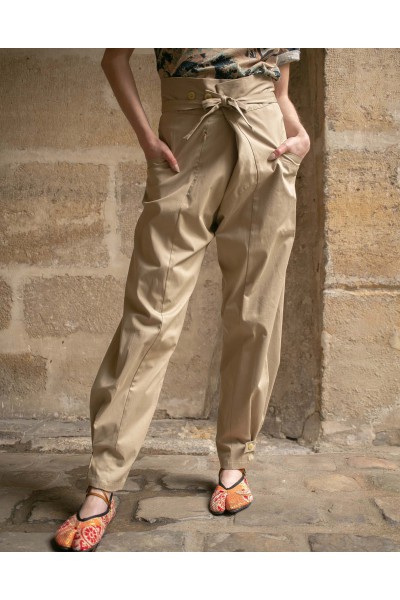 Satin cotton Wide pants « Fred »