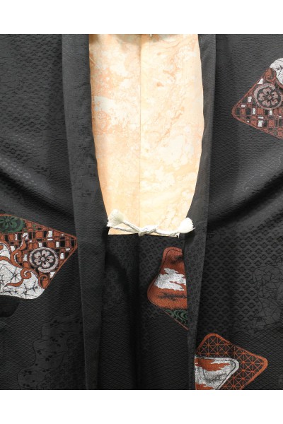 black Haori woven silver patterns