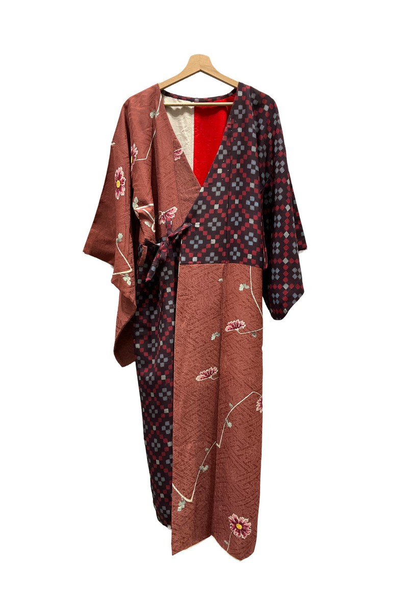 Upcycled asymmetrical kimono dress