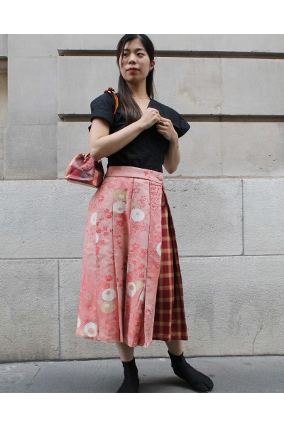 checked kimono skirt