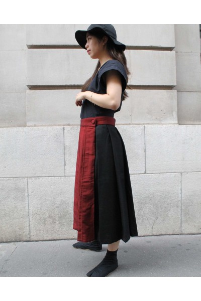 Red kimono & Khadi skirt