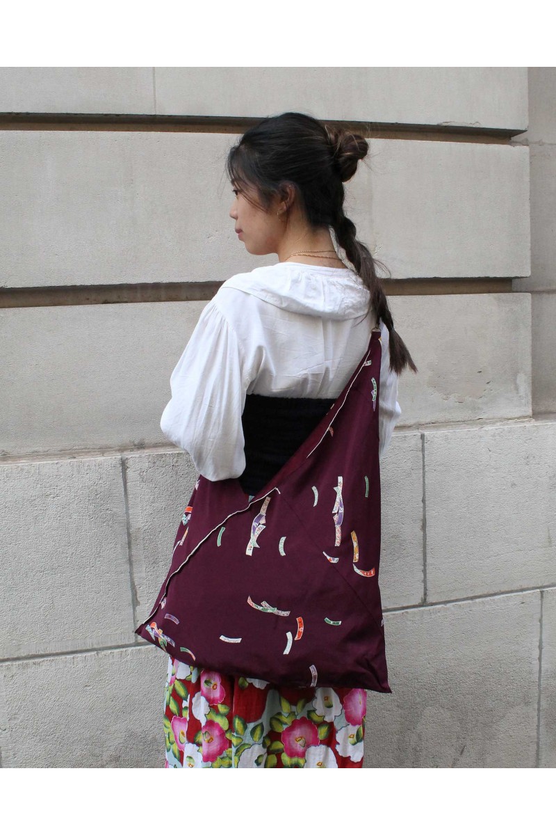 Violet Chirimen Kimono bag