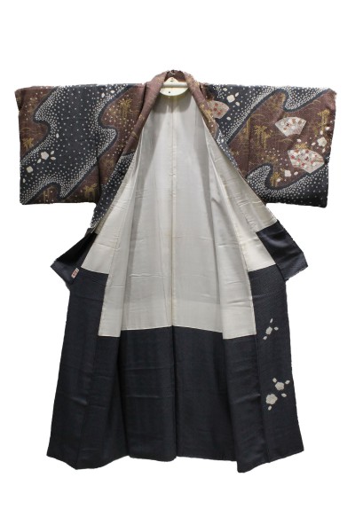 Kimono Shibori fleurs brodées