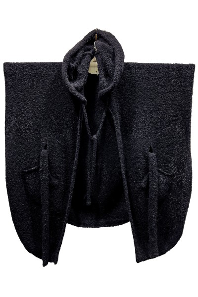 Poncho long en alpaga avec très grande capuche médiévale