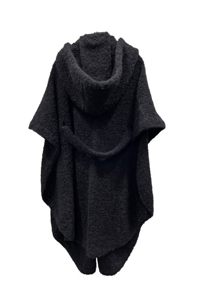 Long Alpaca Poncho with Oversized Medieval Hood