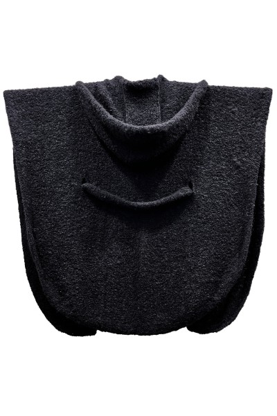 Poncho long en alpaga avec très grande capuche médiévale