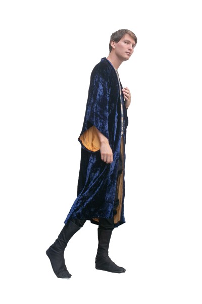 Midnight blue silk velvet Kimono
