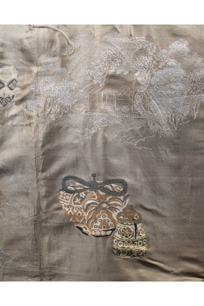 Black silk Haori embroidered lining