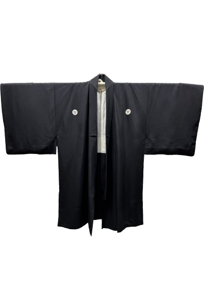 Veste Longue en soie noire Kamon