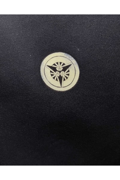Black silk Kamon Long Jacket