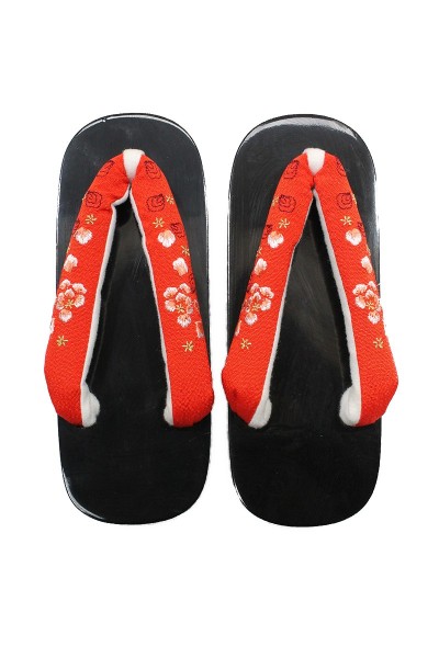 Okobo noir laquées fleuri