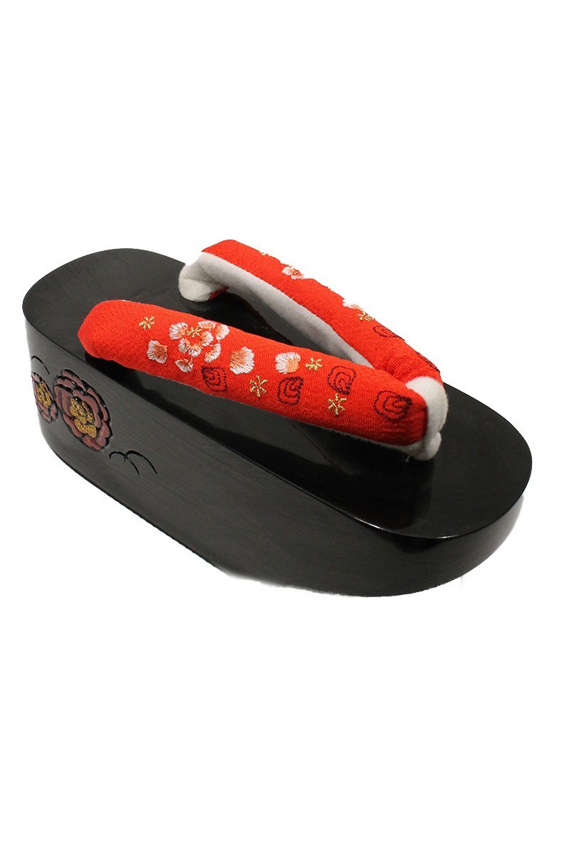 Okobo noir laquées fleuri