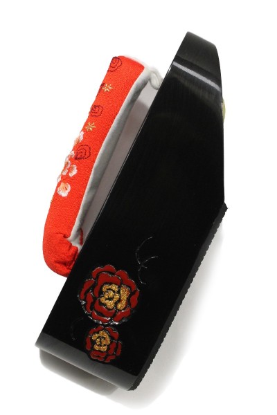 Okobo noir laquées fleuri