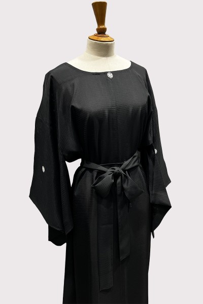 Robe kimono en soie noire