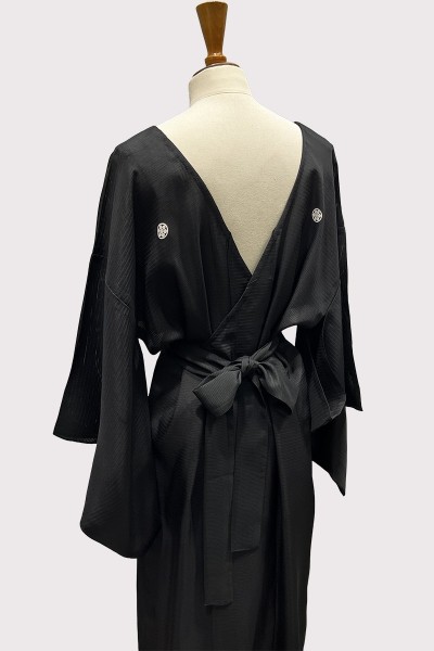 Black silk kimono dress