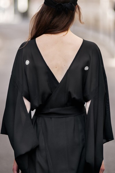 Black silk kimono dress
