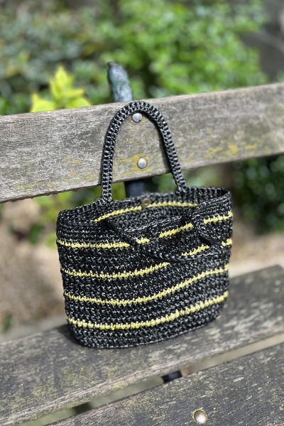 Small Black Crochet Tote Bag