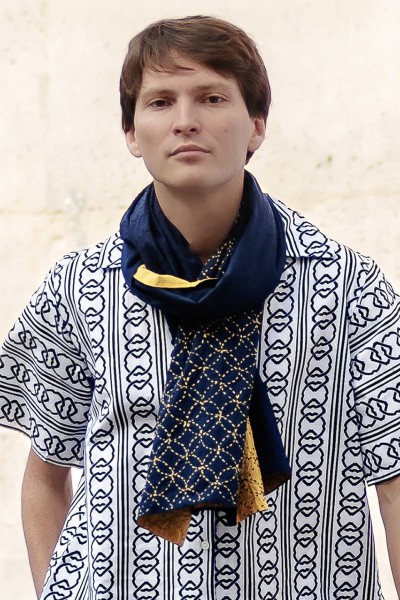Geometric Sashiko scarf