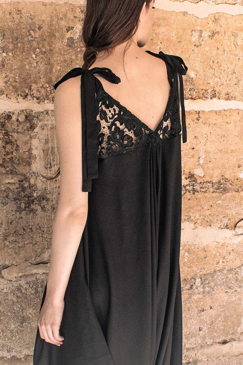 Origami Draped Jumpsuit with Lace