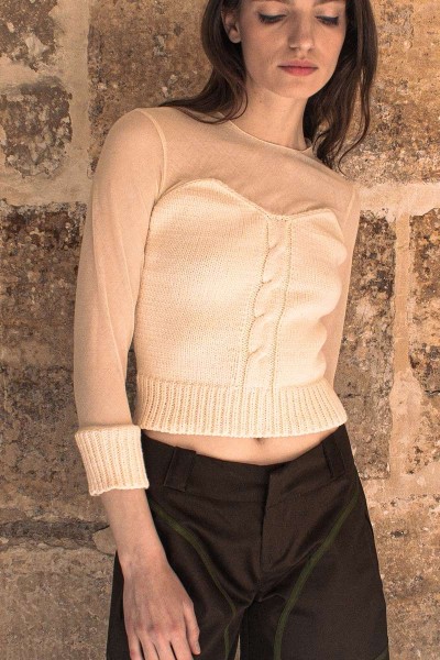 Pull en tricot avec manches tulle