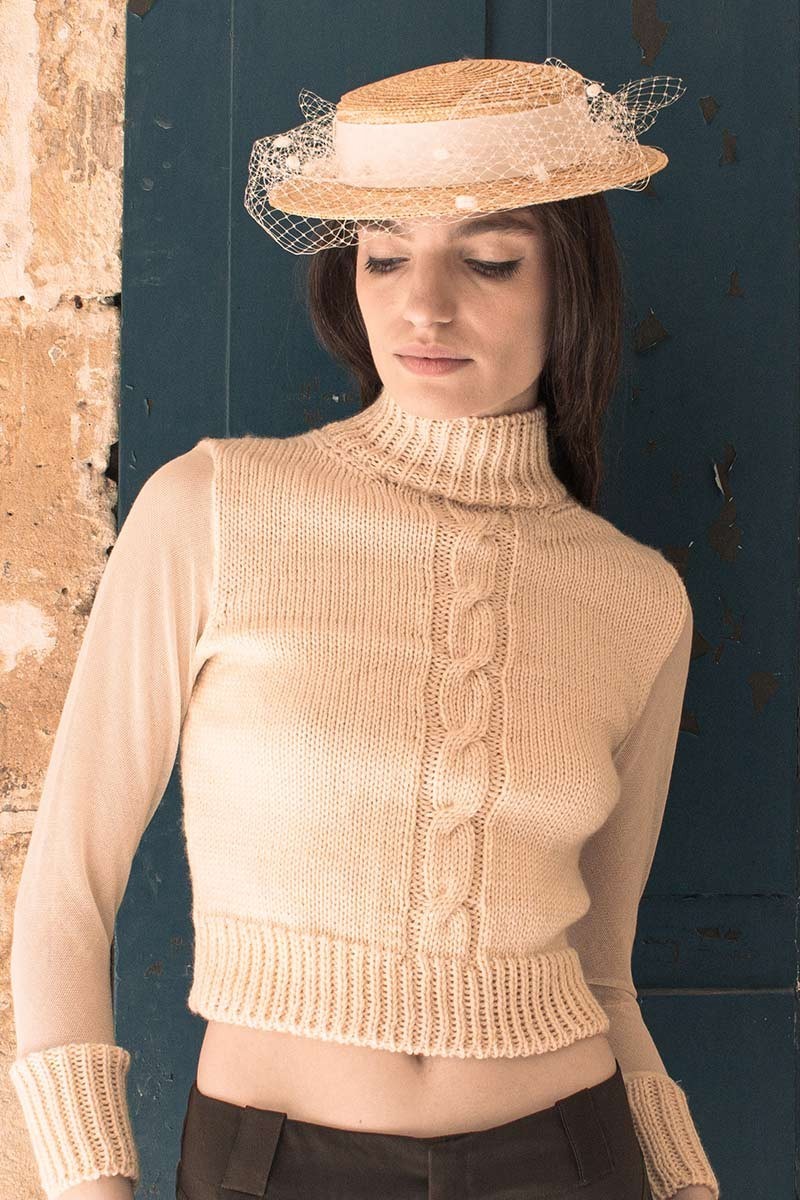 High-neck wool top
