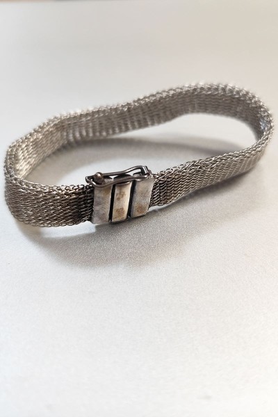 Crocheted silver bracelet