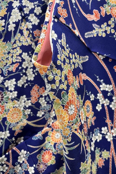 Floral Chirimen Kimono bag - L