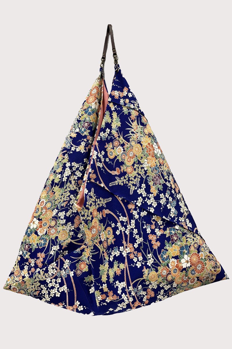 Floral Chirimen Kimono bag - L
