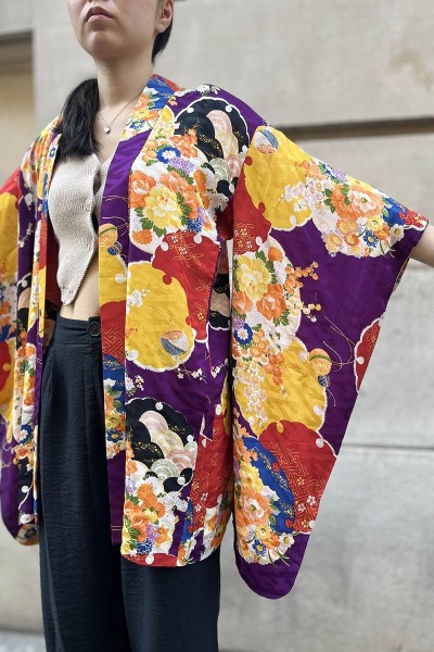 Haori Multicolore à manches Furisode