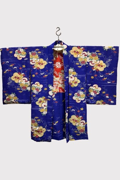 Haori Chirimen Fleur Bleue