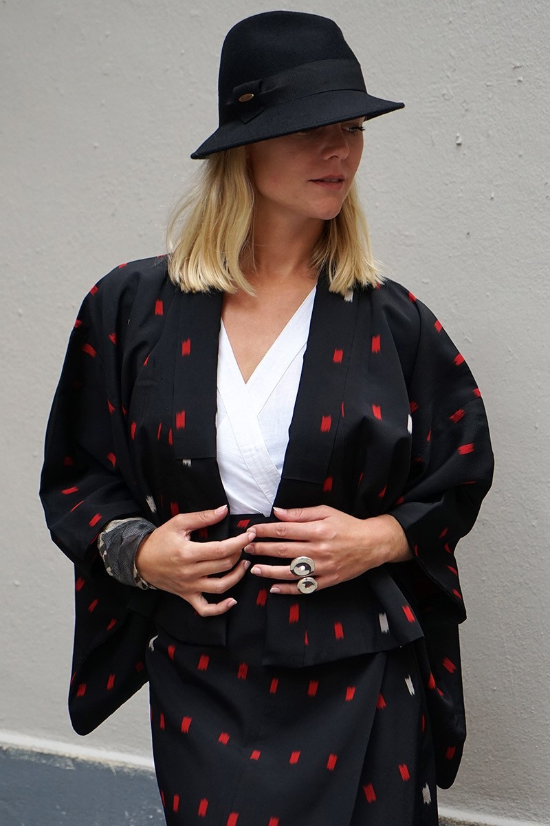 Black Kasuri Kimono Jacket